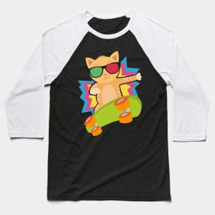 Skateboarding cat Baseball T-Shirt